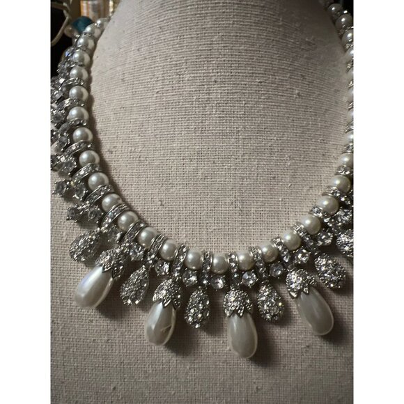 David’s Bridal Pearl and Rhinestone Pave Necklace -- WHITE - Picture 14 of 14